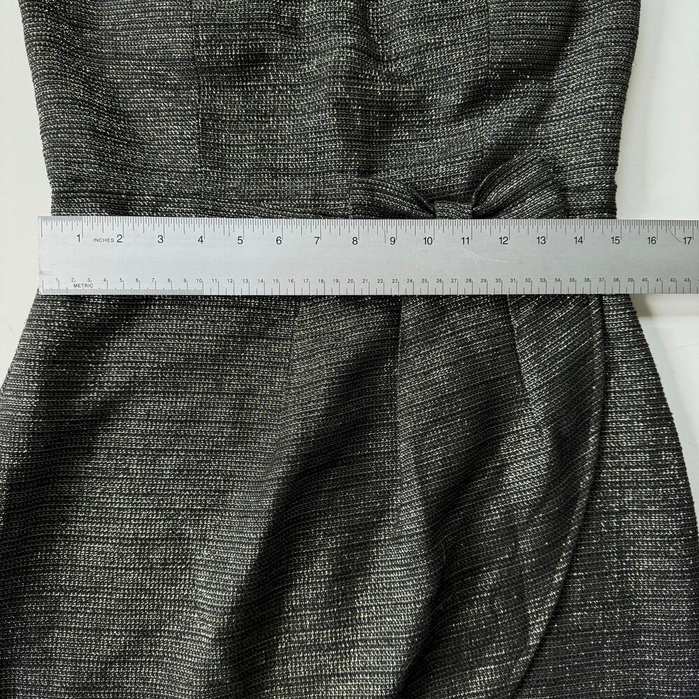 Ya Los Angeles Mini Dress w/ Bow Black Gold Metallic Glam Cocktail Party Size L - Picture 4 of 12